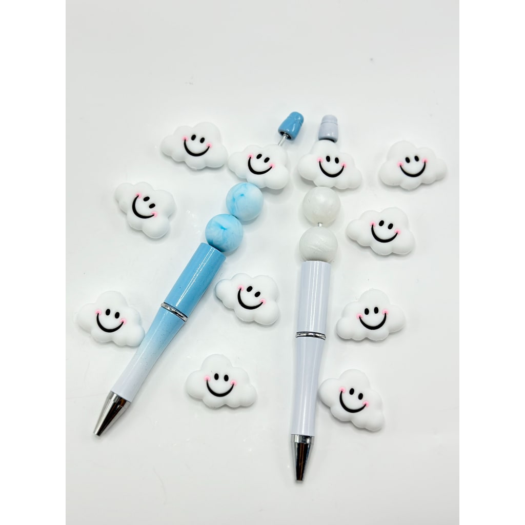 Cute White Smile Face Cloud Silicone Focal Beads