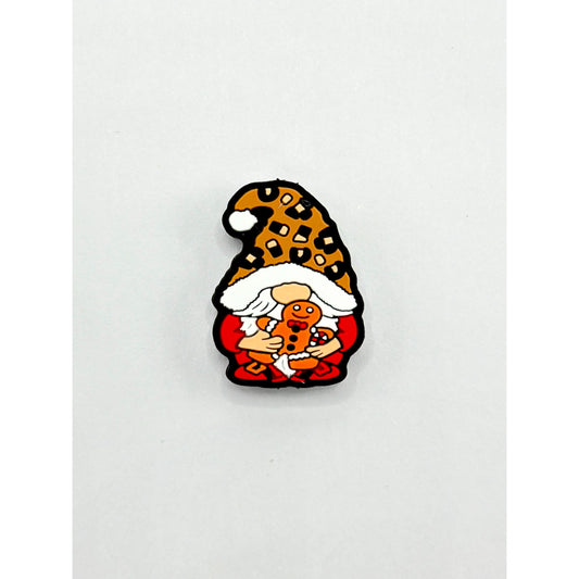 Cute Gnome with Christmas Jaguar Print Hat Gingerbread Silicone Focal Beads