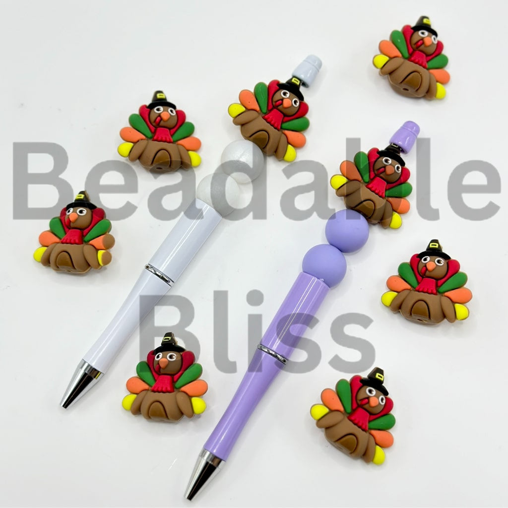 3D Vivid Thanksgiving Turkey Silicone Focal Beads