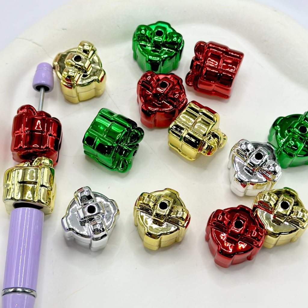 Bling Bling Christmas Gift Box Acrylic Beads, Random Mix, 19*21MM