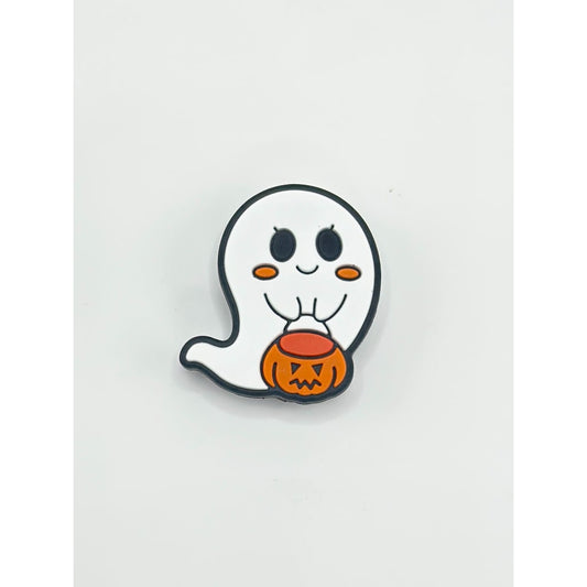 Cute White Ghost and Pumpkin Halloween Silicone Focal Beads