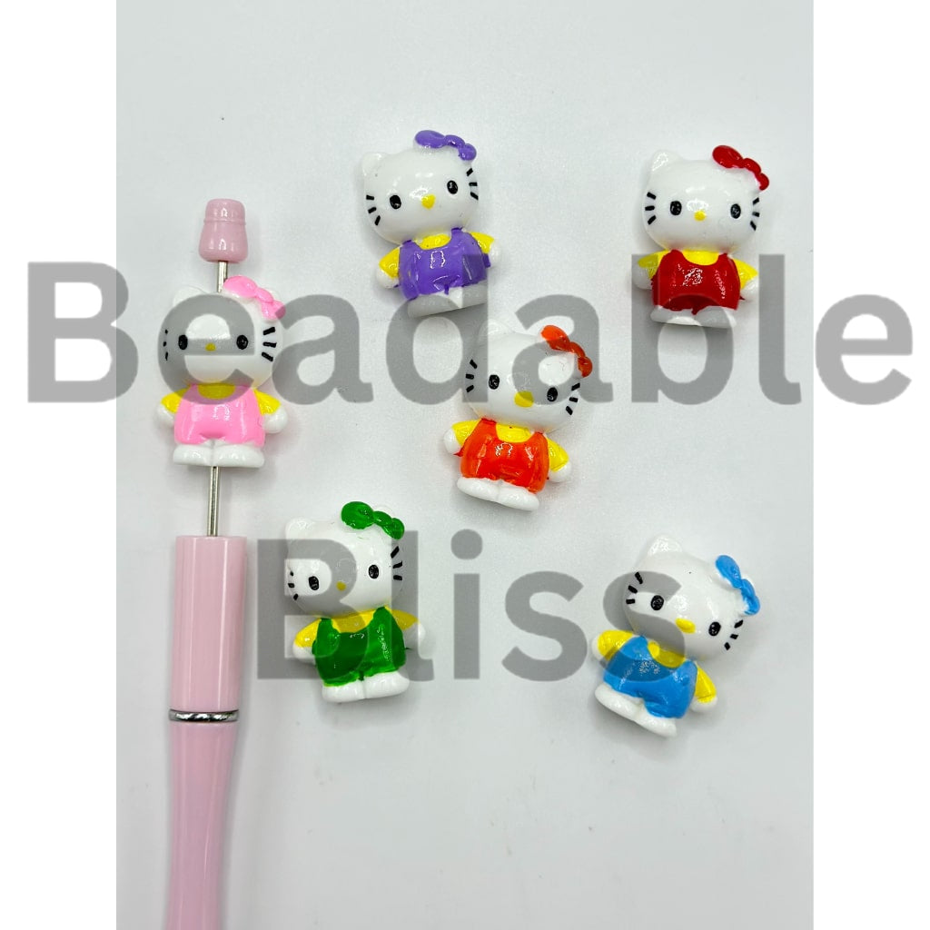 Luminous Little Cute Kitten Cat Pen Topper Acrylic Beads, Random Mix, Around 30MM