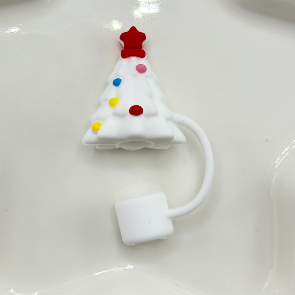 Christmas Theme Food Grade Cup Tumbler Silicone Straw Topper