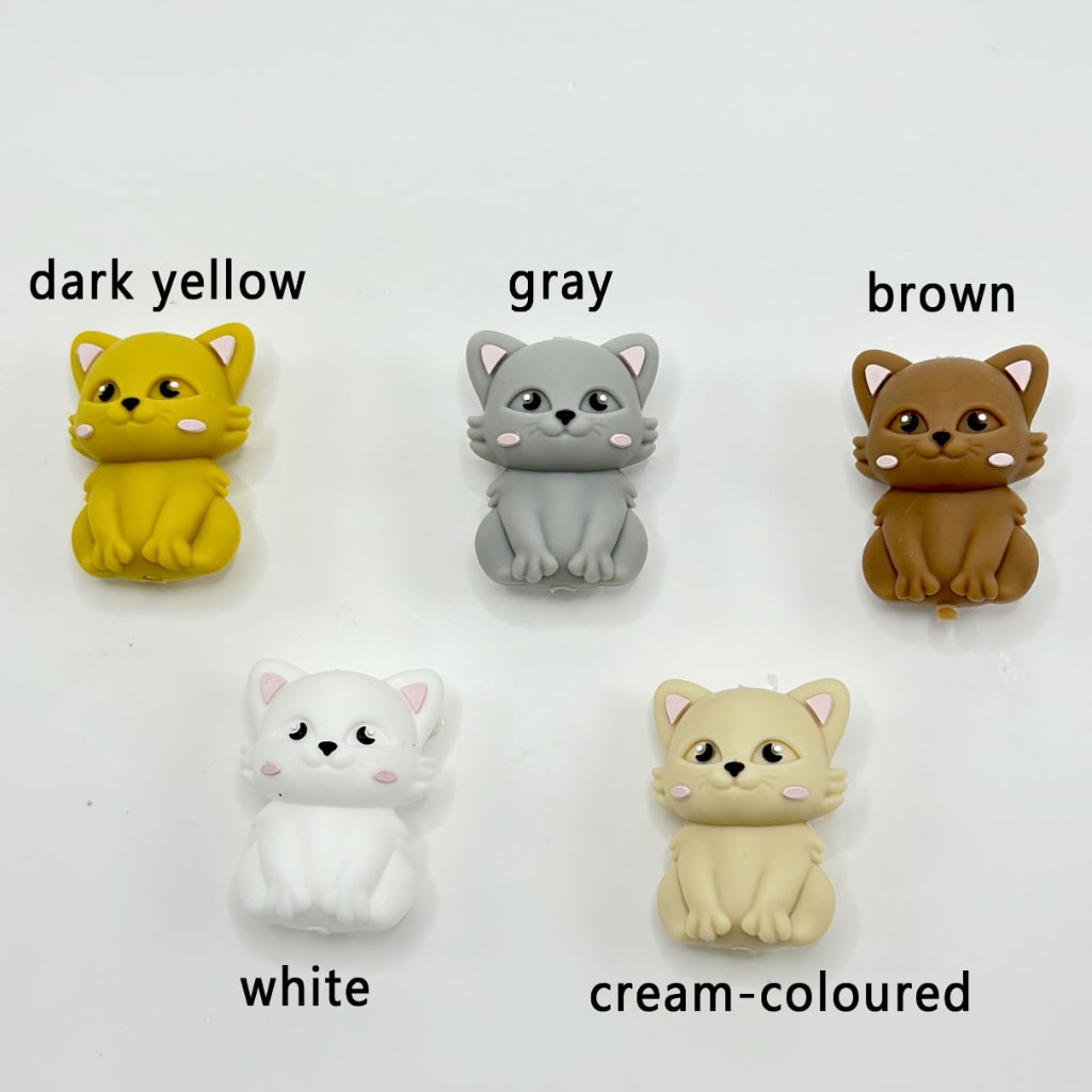 3D Cute Adroable Kitten Cats Silicone Focal Beads