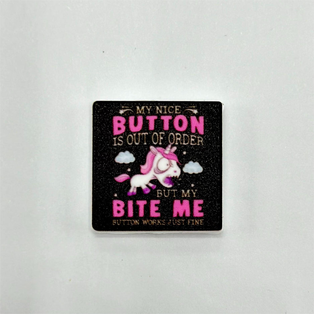 Surprised Unicorn Button Bite Me Silicone Focal Beads