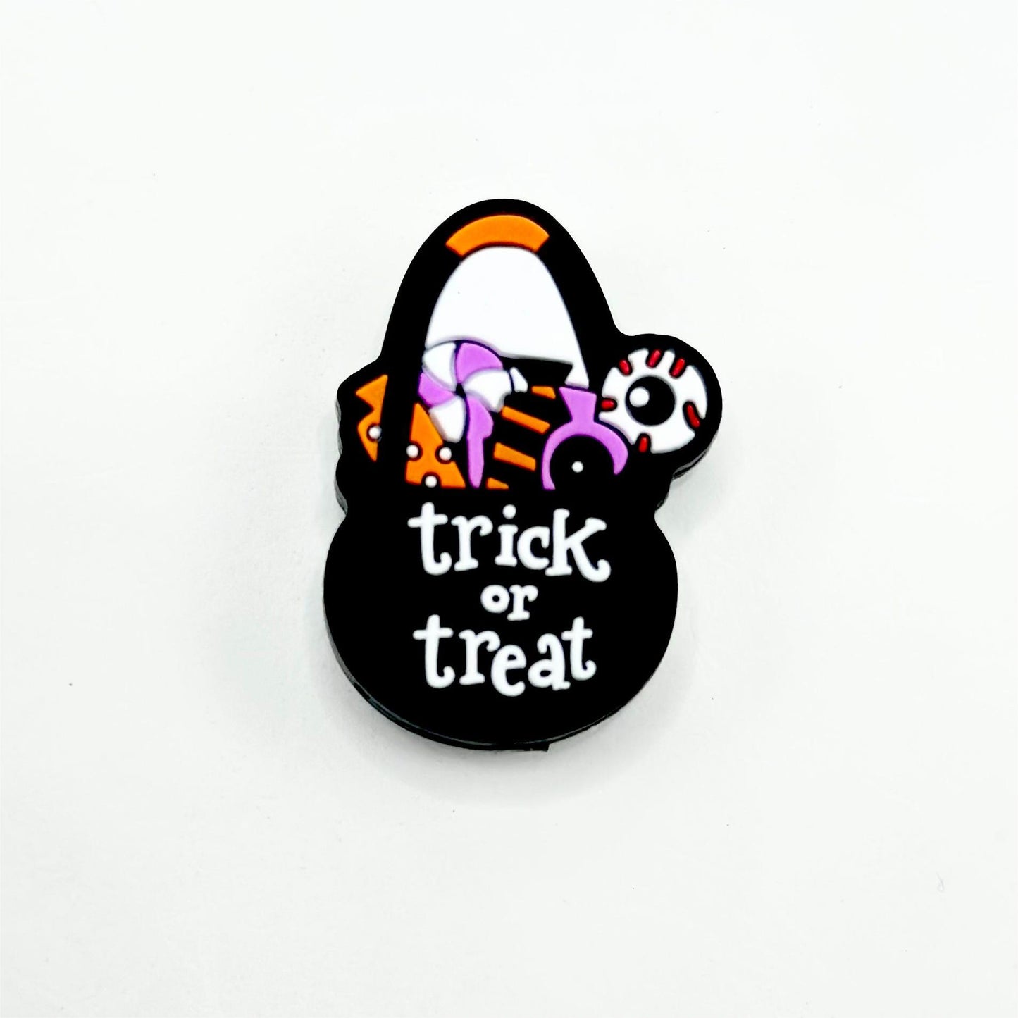 Trick or Treat Halloween Black Bag with Different Stuff Inside Silicone Focal Beads