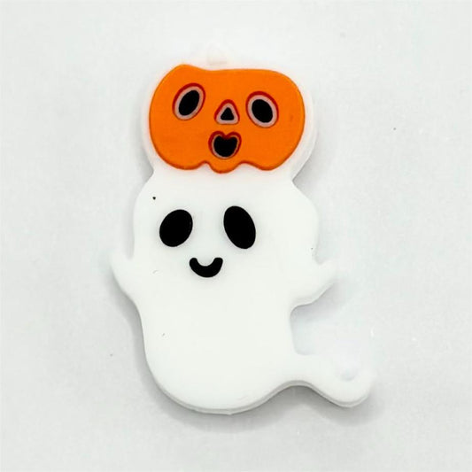 Ghost with Pumpkin on the top Silicone Focal Beads