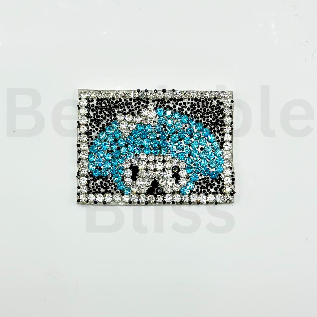 DIY Bling Bling Sanri Kurom Wraps Tapes with Clear Blue Rhinestone Mini Black Balls for Pen, 78 Small Pieces in 1 Sheet, Please Read the Description