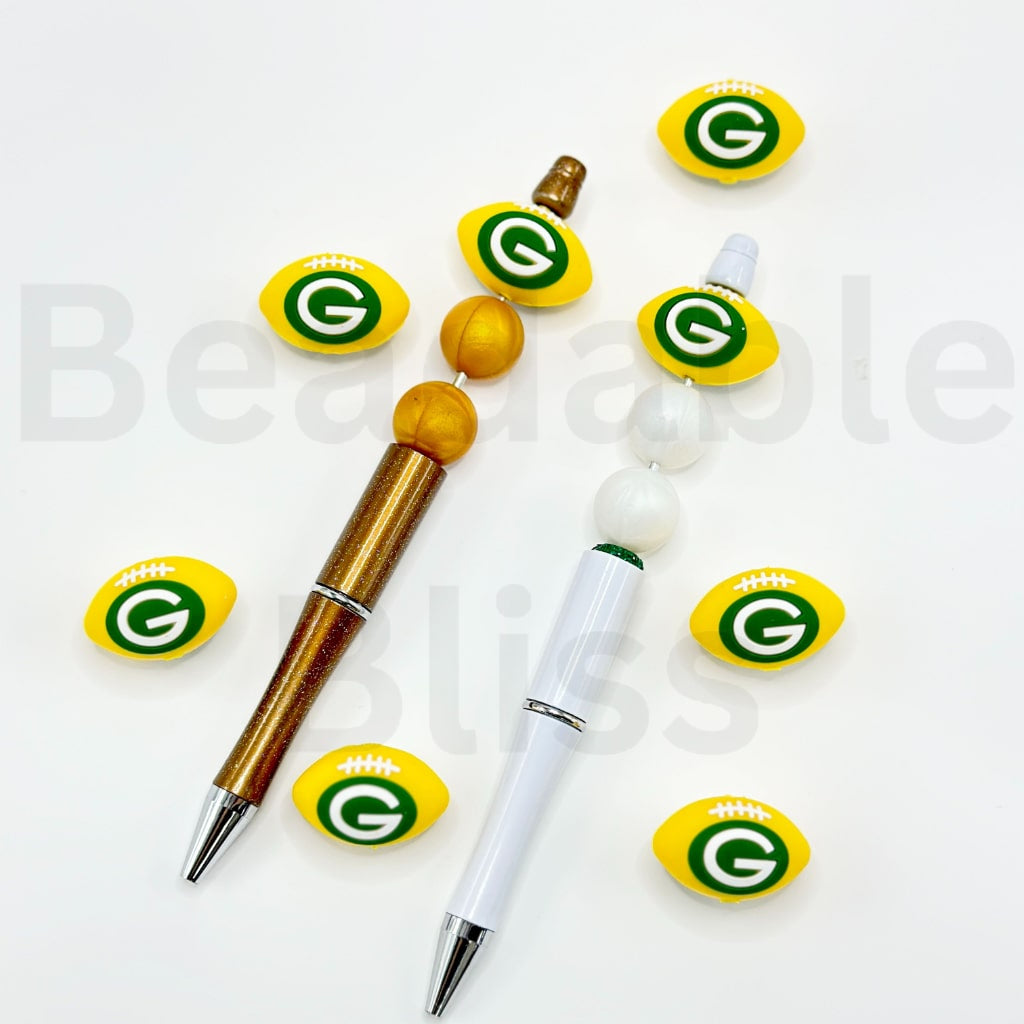 3D USA American Football Green Ba Packe Sports Silicone Focal Beads