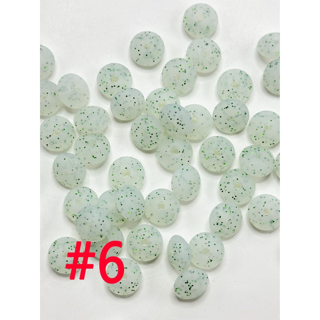 Glittery Silicone Lentil Beads Spacers Saucers, 12MM