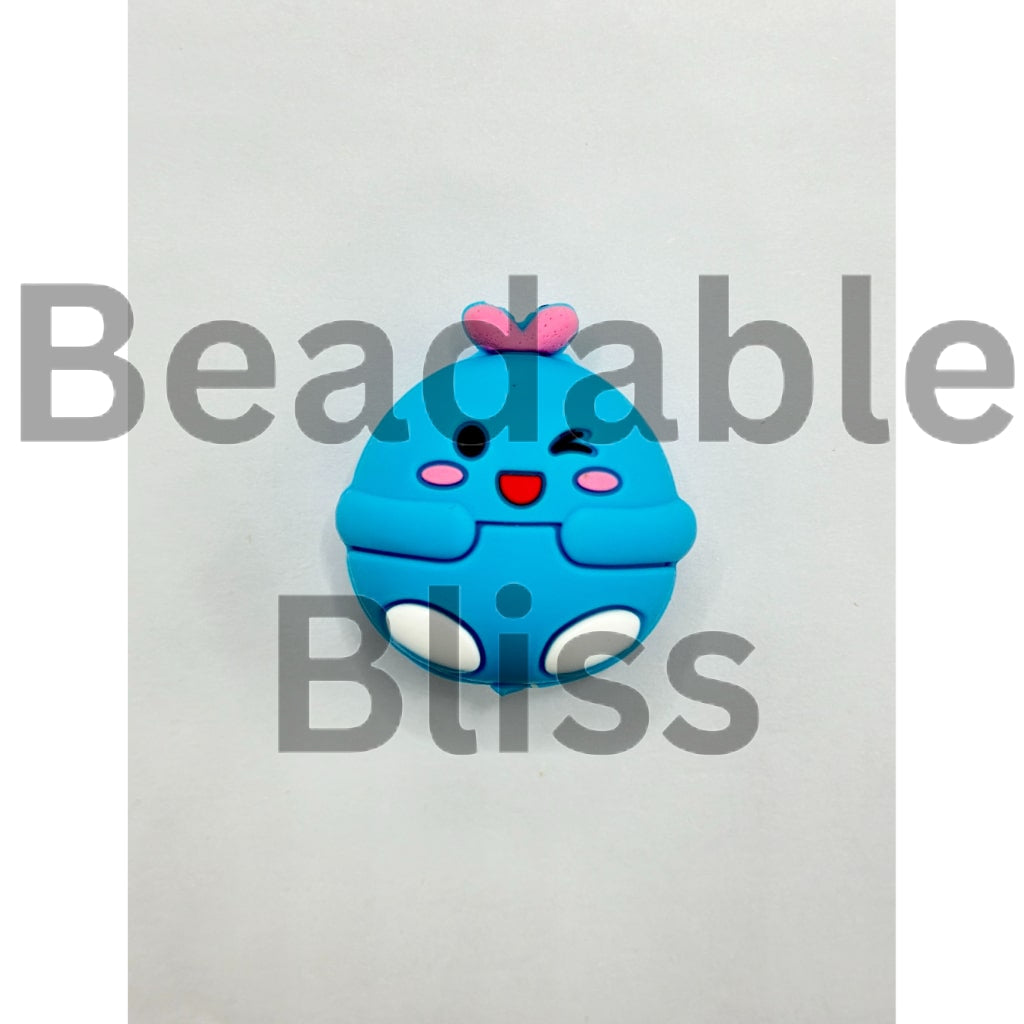 3D Little Blue Doll Cartoon Silicone Focal Beads