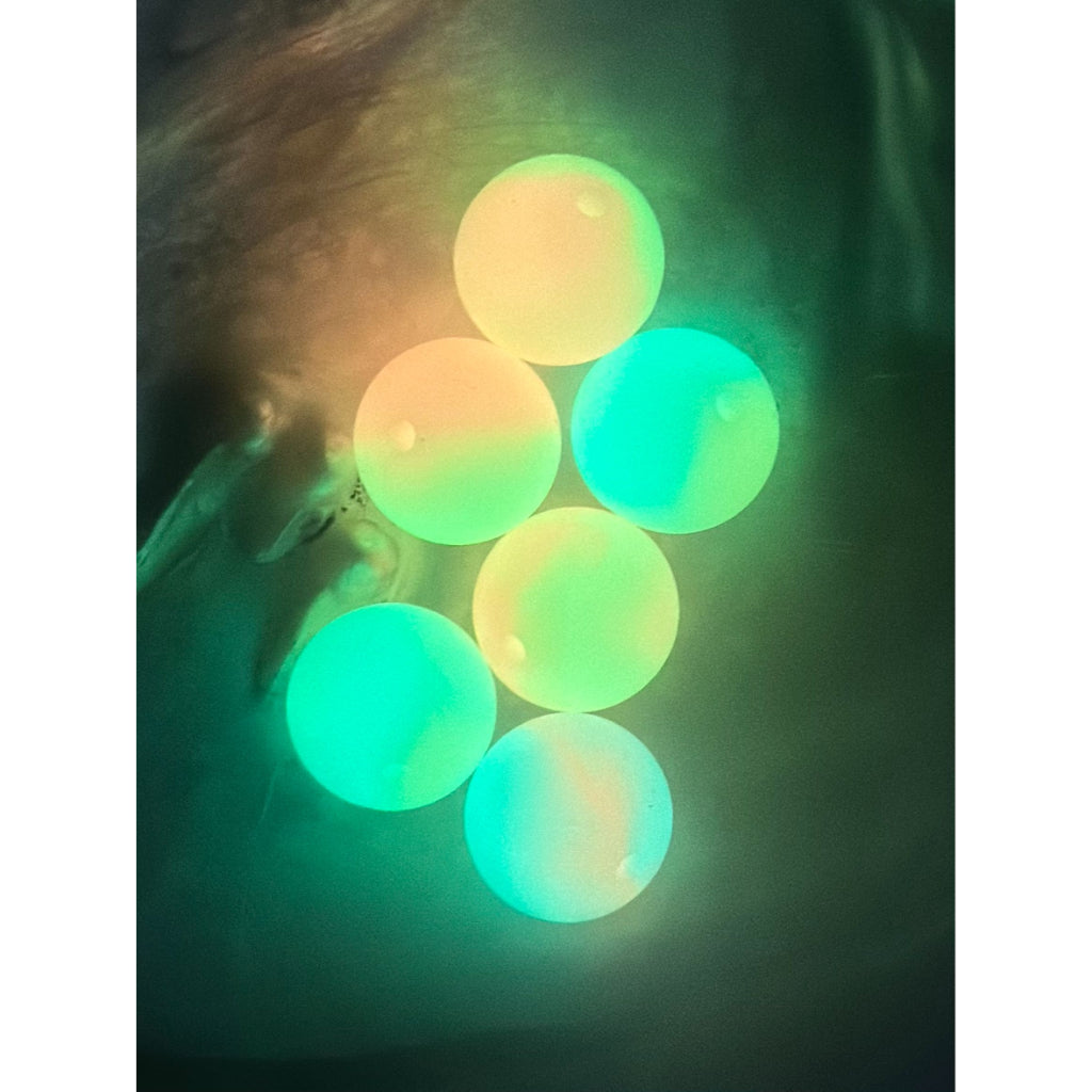 Multi-Color Luminous Round Silicone Beads with Abstract Design, Glow in the Dark, 15mm