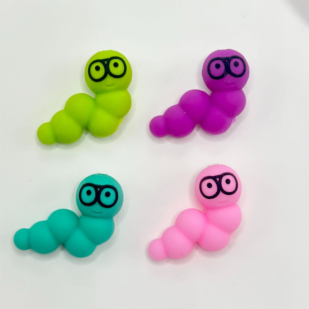 Little Cute Various Colors Caterpillar Bookworm Insect 3D Silicone Focal Beads