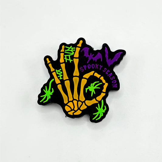 Spooky Season Skeleton Skull Hand and Green Spider Purple Bat Silicone Focal Beads