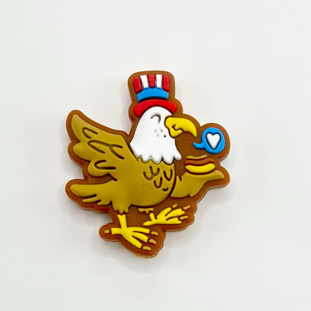 American Bald Eagle with National Flag Hat Silicone Focal Beads