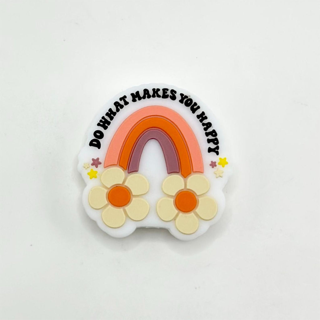 Do What Makes You Happy Rainbow Bridge and Flowers, Stars Silicone Focal Beads