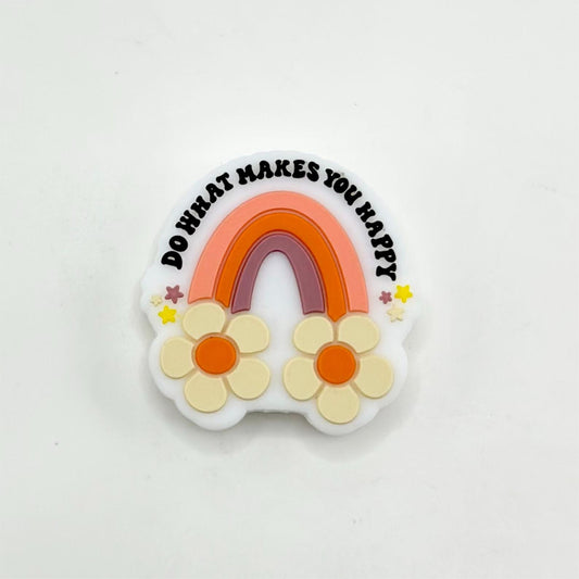 Do What Makes You Happy Rainbow Bridge and Flowers, Stars Silicone Focal Beads