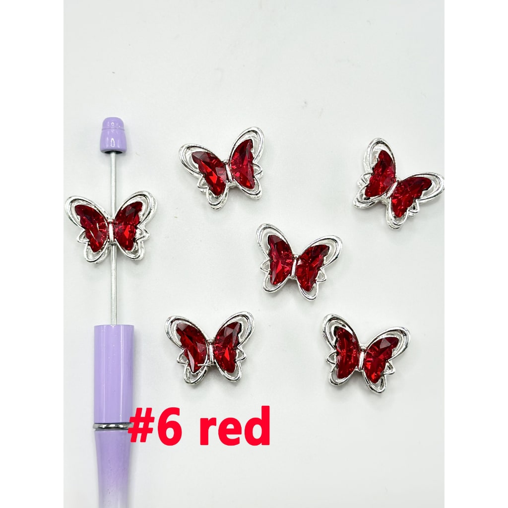 Bling Bling Cute Silver Alloy Metal Butterfly Rhinestone Acrylic Beads, 26*21MM