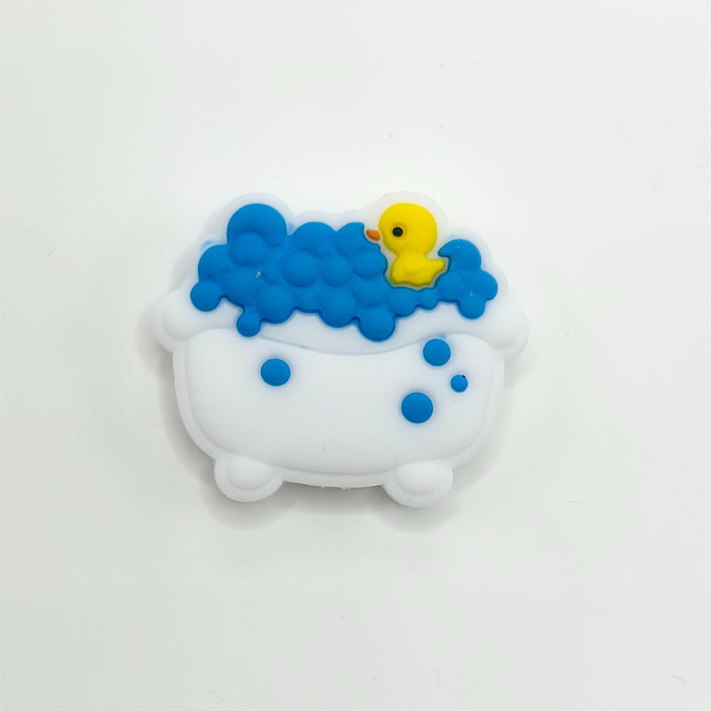 Little Cute Yellow Duckling Takes a Bath in the Bathtub Silicone Focal Beads