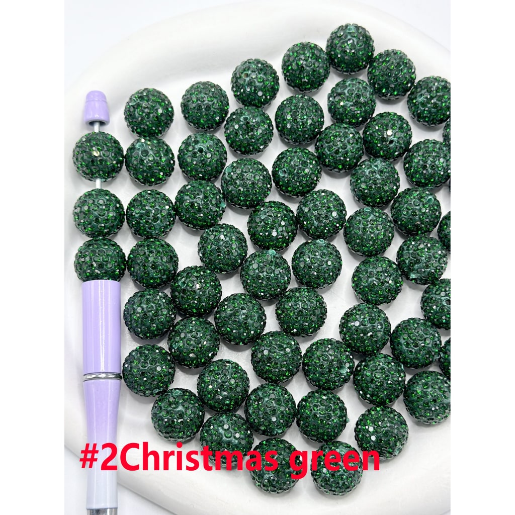 Merry Christmas Topic Rhinestone Clay Beads, 16MM