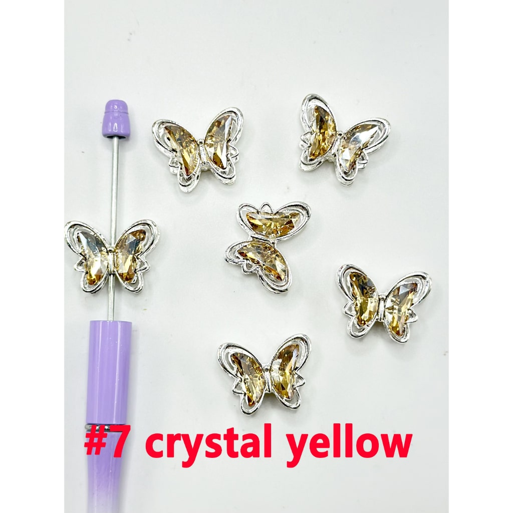 Bling Bling Cute Silver Alloy Metal Butterfly Rhinestone Acrylic Beads, 26*21MM