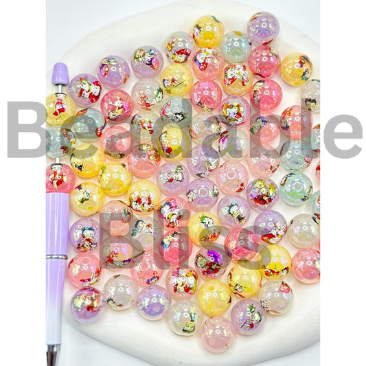 Vivid Betty Boo Cartoon Jelly Color Acrylic Beads, Random Mix, 16MM