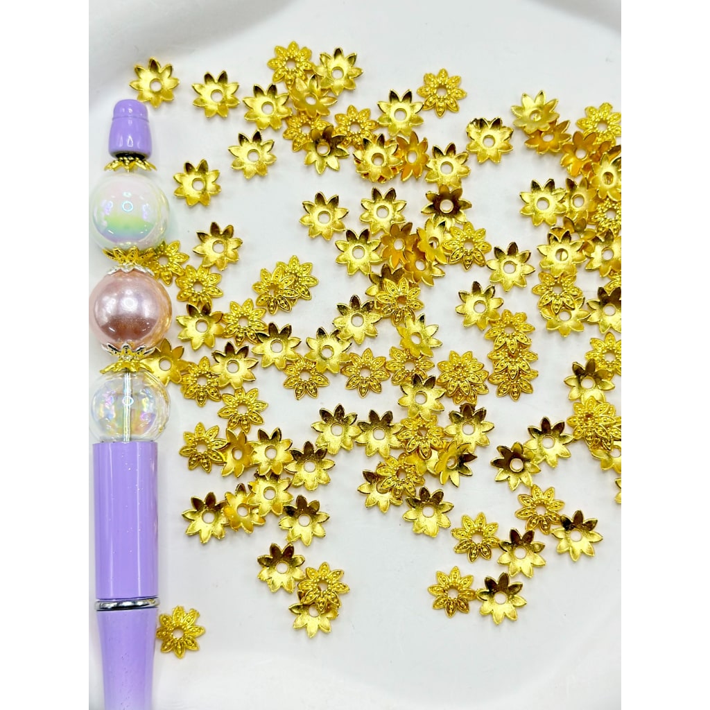 Beadable Metal Flower End Spacer Cap Beads, 10MM