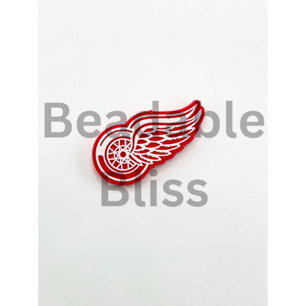 USA Sports Hockey Detroit Red Wongs Silicone Focal Beads