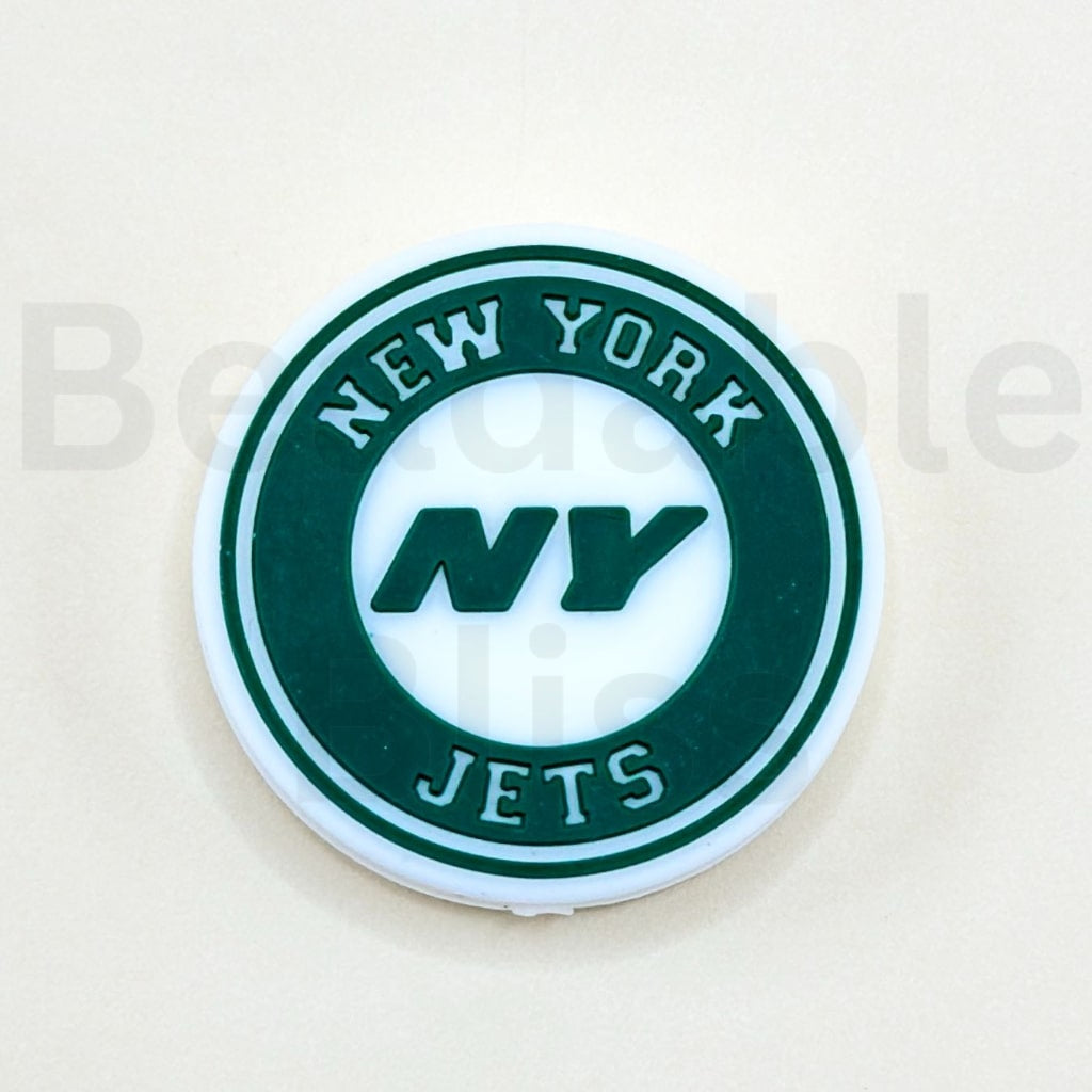 USA America Football Team New York Je Round Silicone Focal Beads