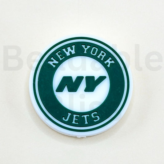 USA America Football Team New York Je Round Silicone Focal Beads