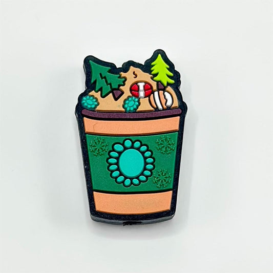 A Cup of Drink Coffee Snowflower Pine Tree Silicone Focal Beads