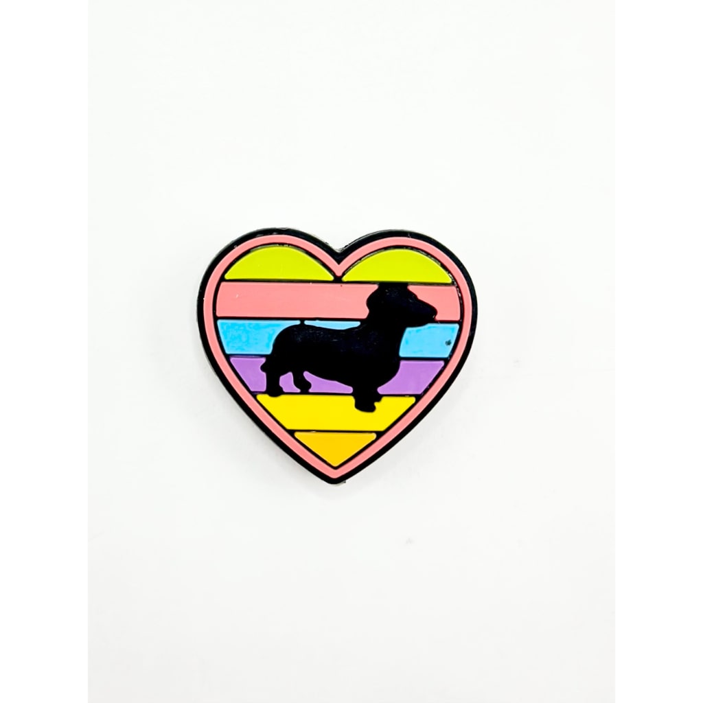 Rainbow Heart with Little Black Puppy Dog Silicone Focal Beads