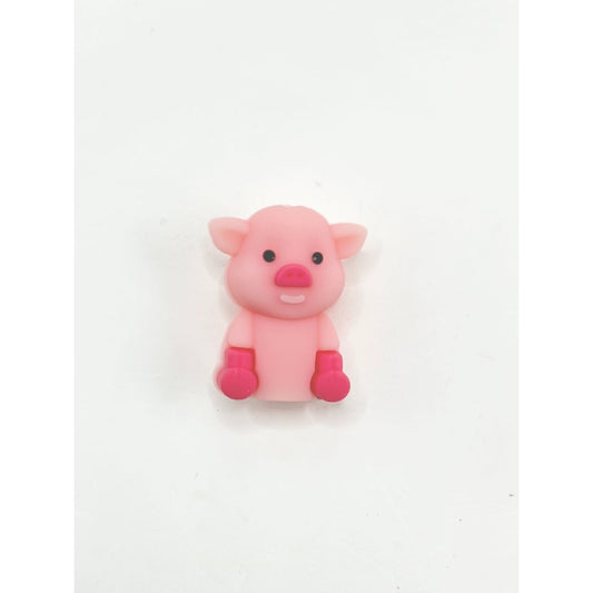 Little Cute Pink Piggie 3D Silicone Focal Beads