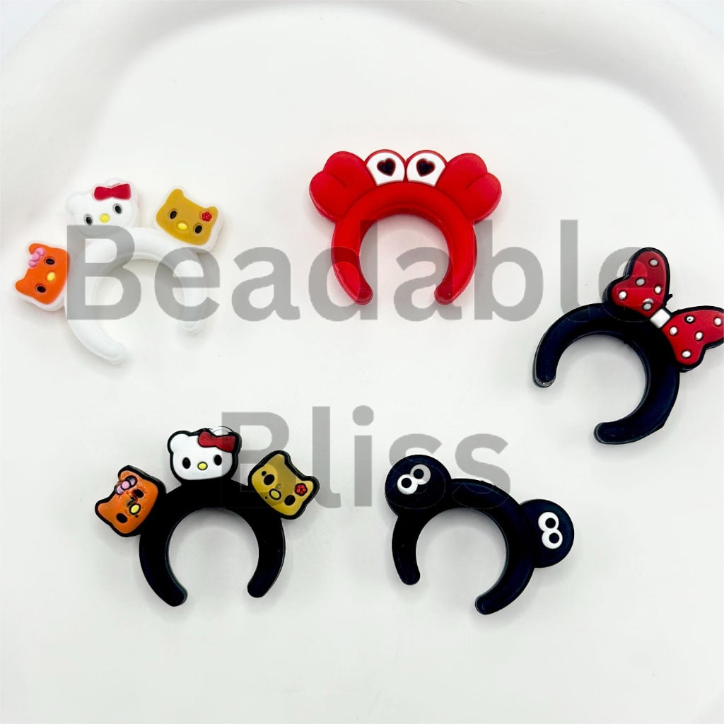 Little Cute Hair Bands Hoops Silicone Focal Beads