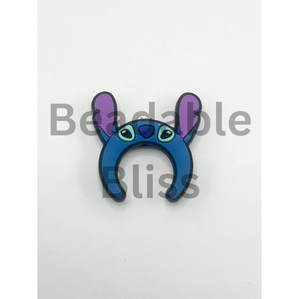 Cute Blue Stitc Cartoon Hair Clasp Band Hoop Silicone Focal Beads