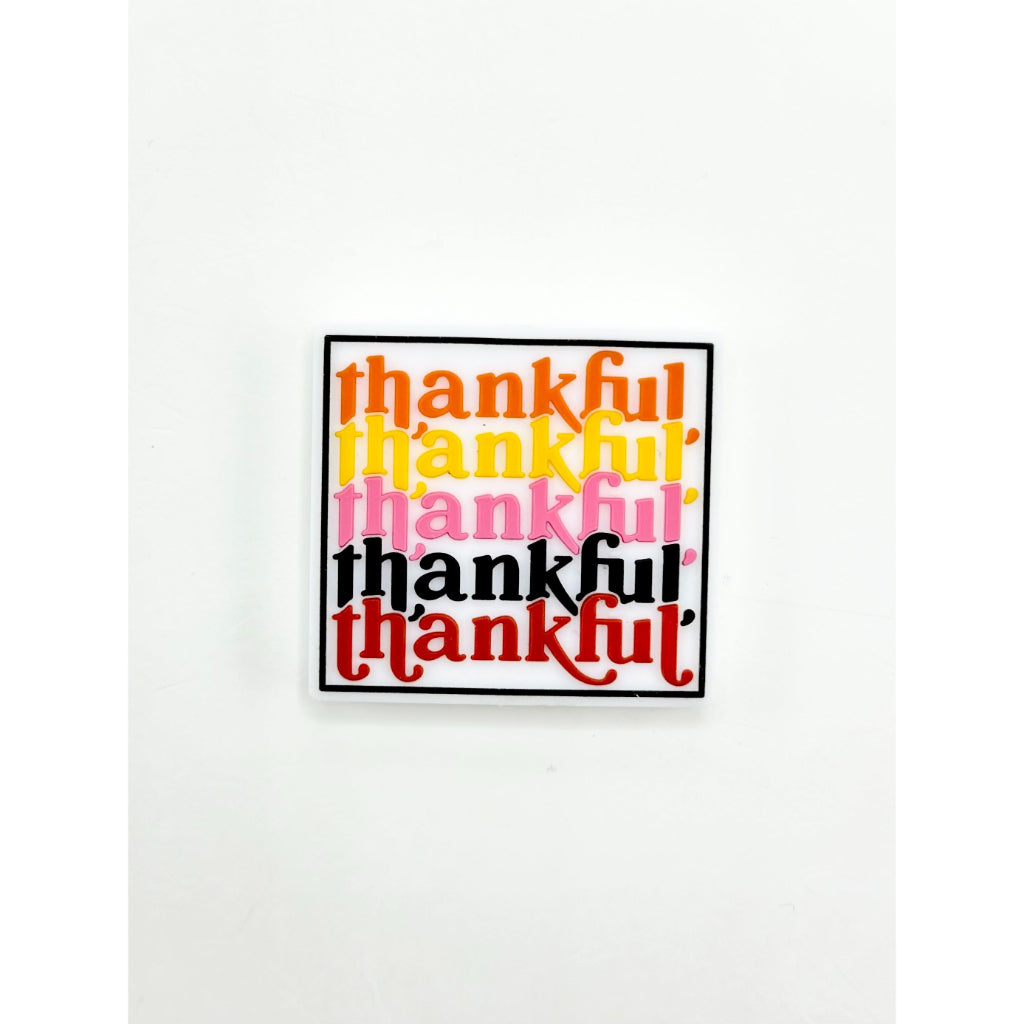 Colorful Thankful Square Silicone Focal Beads