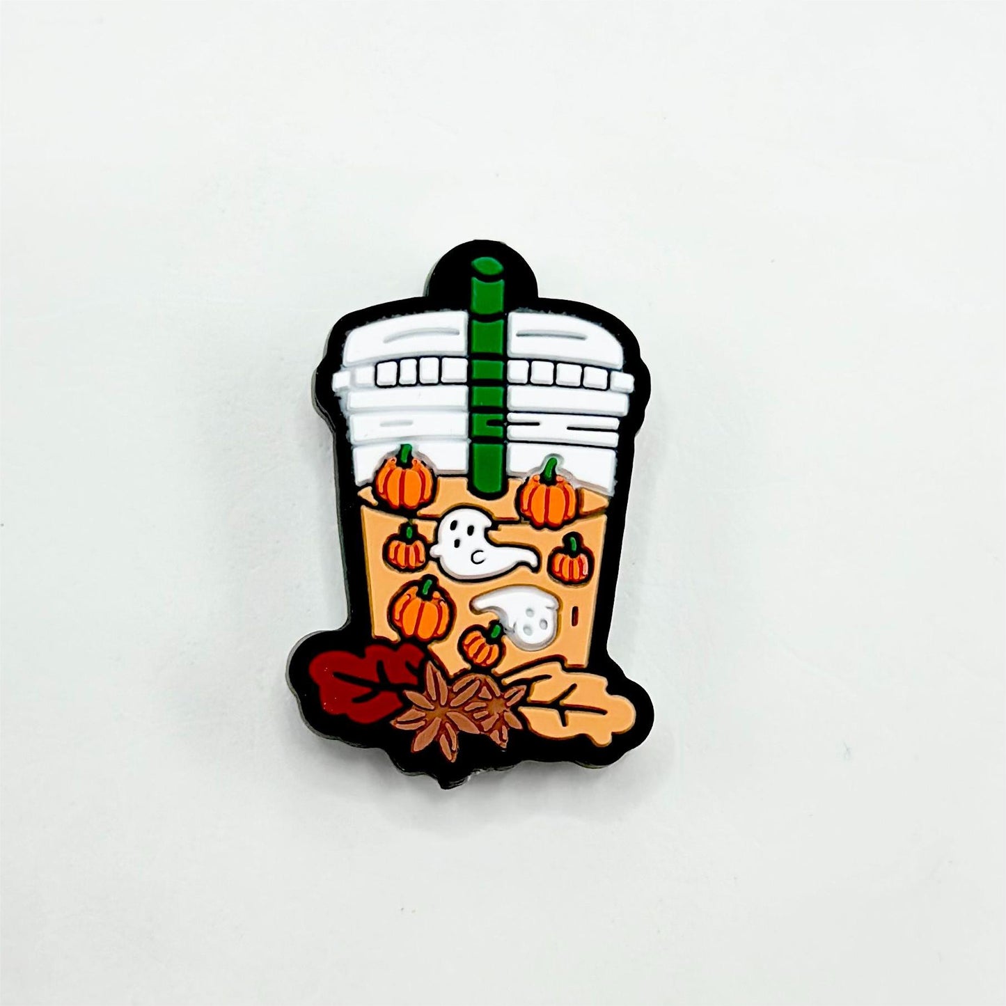 Milky Tea Drink with Little Ghost and Small Pumpkins Halloween Silicone Focal Beads