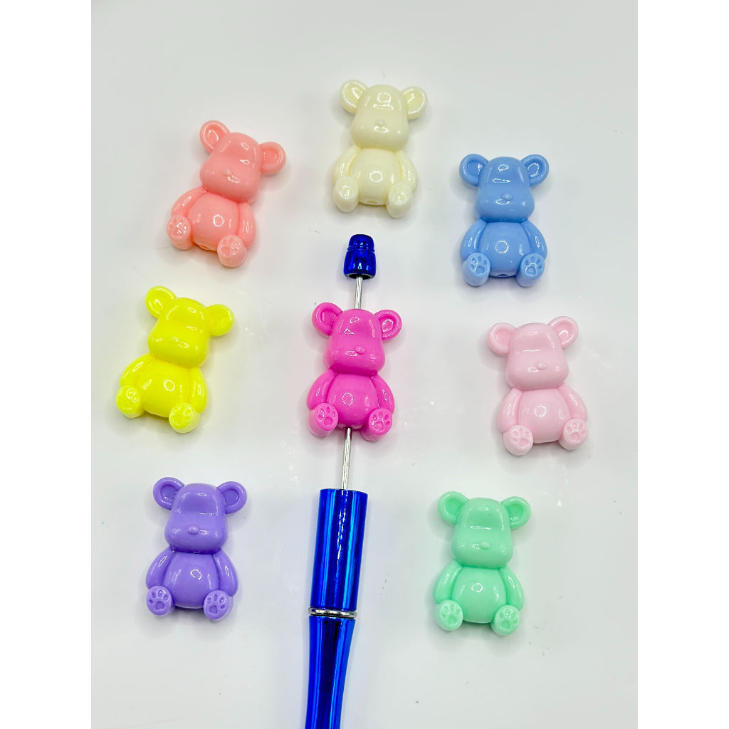 Mini Cute Bears Acrylic Beads in Solid Colors, Random Mix, Around 33*22MM