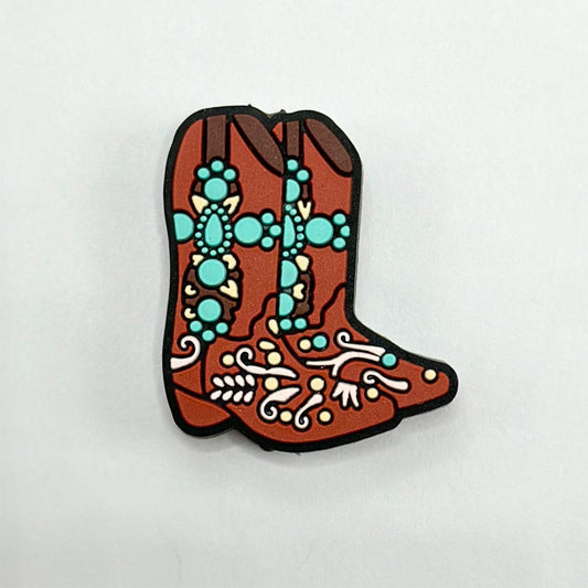 Boot with Colorful Designs Silicone Focal Beads