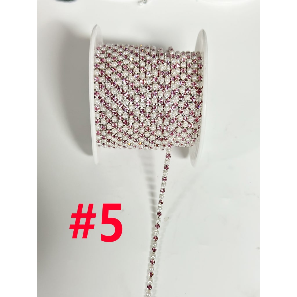 DIY Bling Bling Rhinestone Pearl Chain Accessories, Around 10 Yard of 1 Roll