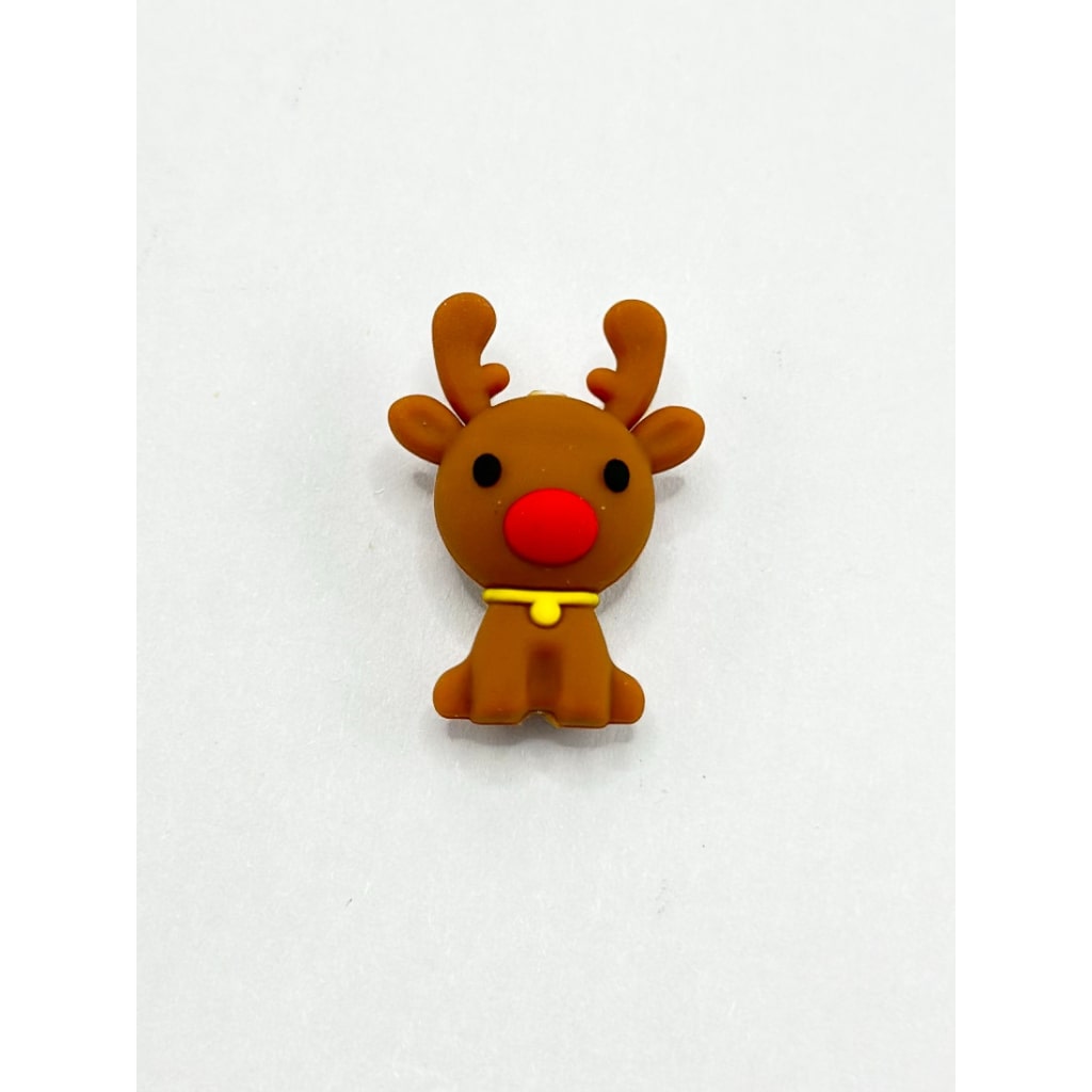 3D Little Cute Deer Elk Christmas Silicone Focal Beads