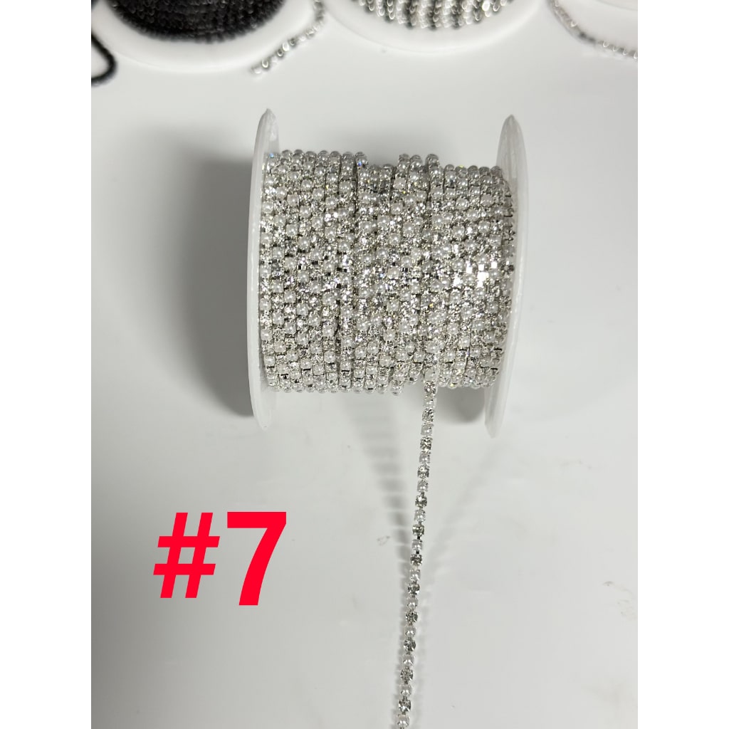 DIY Bling Bling Rhinestone Pearl Chain Accessories, Around 10 Yard of 1 Roll