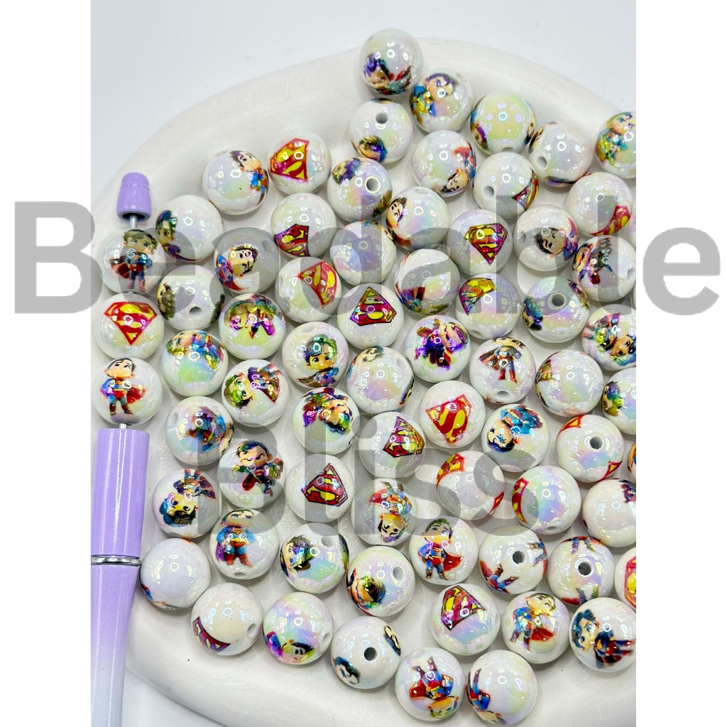 Super Ma White Round Acrylic Beads, Random Mix, 16MM