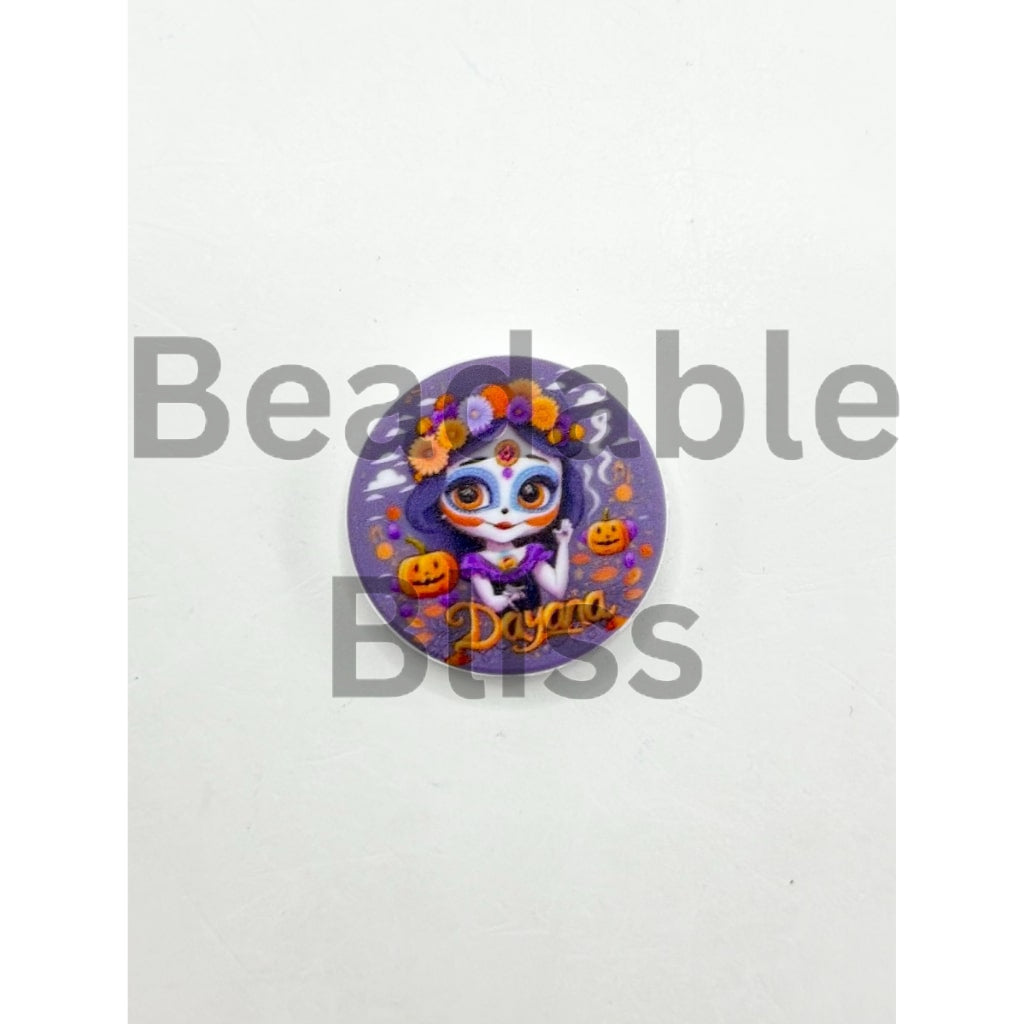 Girl with Colorful Face Garland Dayan Pumpkin Halloween Silicone Focal Beads