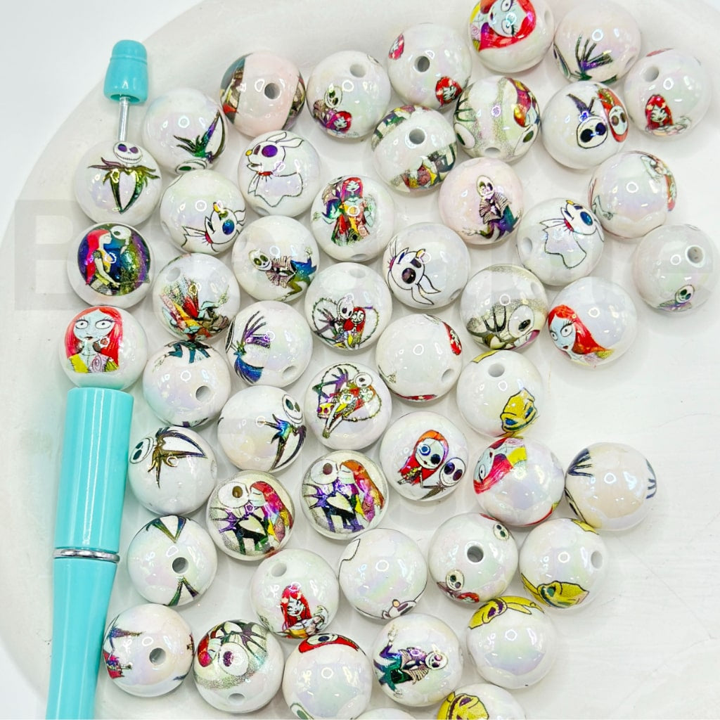 Jac and Sall Zer The Nightmare Before Christmas Round Acrylic Beads, Random Mix, 16MM