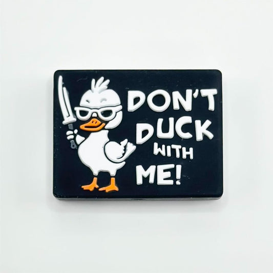 Duck with Knife Don't Duck with Me Silicone Focal Beads