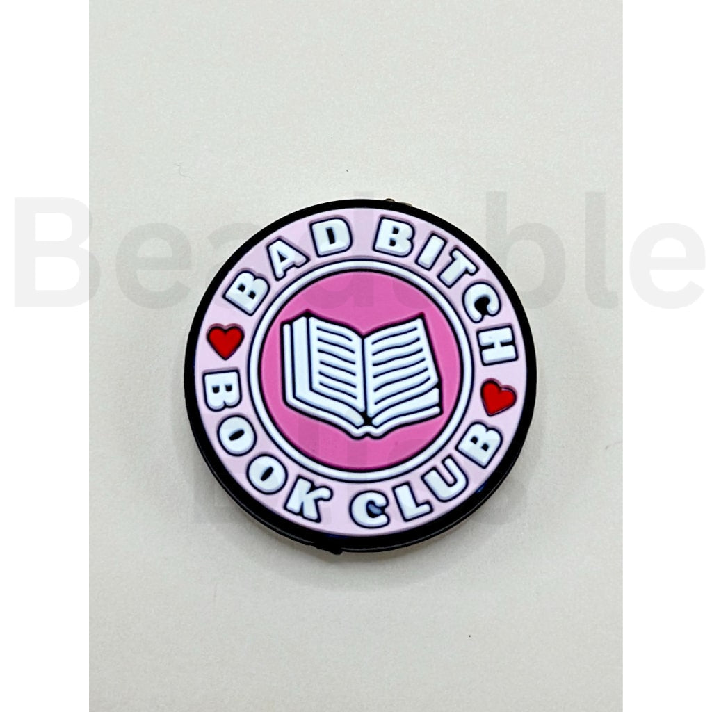 Bad Bitch Book Club Red Heart Round Silicone Focal Beads