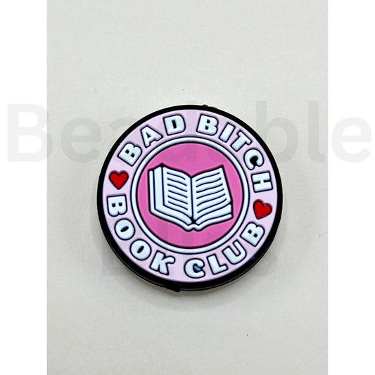 Bad Bitch Book Club Red Heart Round Silicone Focal Beads