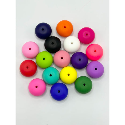 Large Solid Color Abacus Wheel Silicone Beads, Random Mix, 23MM