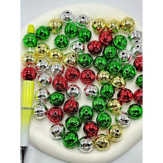 Shiny Color Christmas Bell Acrylic Beads, Random Mix, 15*18MM